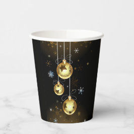 Kerst Golden Ornamenten Shiny Stars Zwart Papieren Bekers