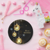 Kerst Golden Ornamenten Shiny Stars Zwart Papieren Bordje (Feest)