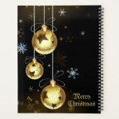 Kerst Golden Ornamenten Shiny Stars Zwart Planner (Achterkant)