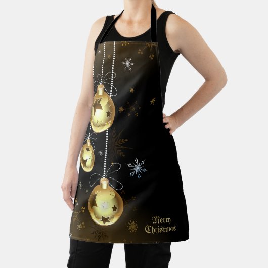 Kerst Golden Ornamenten Shiny Stars Zwart Schort (Insitu)