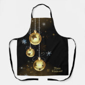 Kerst Golden Ornamenten Shiny Stars Zwart Schort (Voorkant)