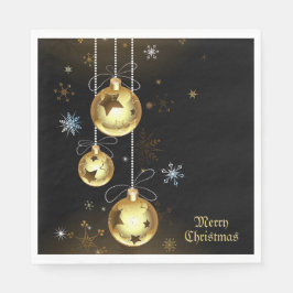 Kerst Golden Ornamenten Shiny Stars Zwart Servet
