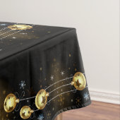 Kerst Golden Ornamenten Shiny Stars Zwart Tafelkleed (Voorbeeld)