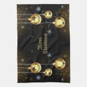 Kerst Golden Ornamenten Shiny Stars Zwart Theedoek (Verticaal)