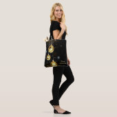 Kerst Golden Ornamenten Shiny Stars Zwart Tote Bag (Op model)