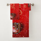 Kerst Golden Red Winter Feestdagen Elegant Bad Handdoek (Insitu)