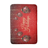 Kerst Golden Red Winter Feestdagen Elegant Badmat (Voorkant Verticaal)