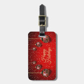 Kerst Golden Red Winter Feestdagen Elegant Bagagelabel (Voorkant verticaal)