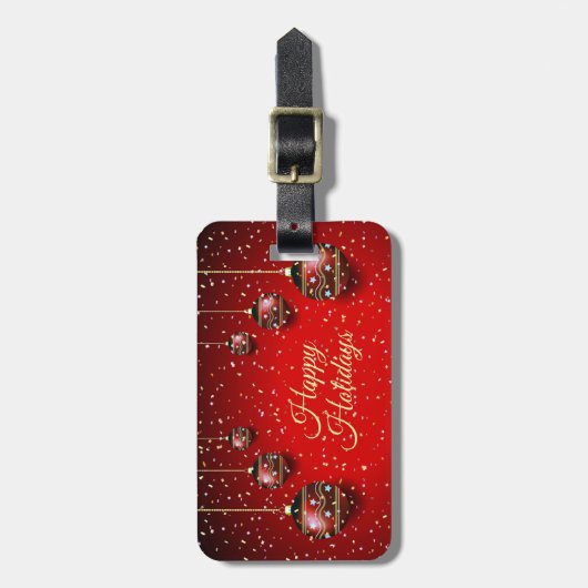 Kerst Golden Red Winter Feestdagen Elegant Bagagelabel (Voorkant verticaal)