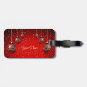 Kerst Golden Red Winter Feestdagen Elegant Bagagelabel (Achterkant horizontaal)