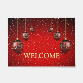 Kerst Golden Red Winter Feestdagen Elegant Deurmat