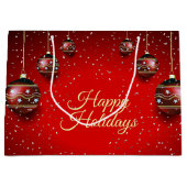 Kerst Golden Red Winter Feestdagen Elegant Groot Cadeauzakje (Voorkant)