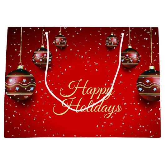 Kerst Golden Red Winter Feestdagen Elegant Groot Cadeauzakje (Voorkant)