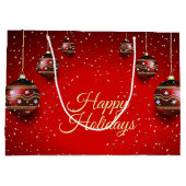 Kerst Golden Red Winter Feestdagen Elegant Groot Cadeauzakje (Achterkant)