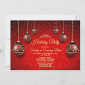 Kerst Golden Red Winter Feestdagen Elegant Kaart (Voorkant)