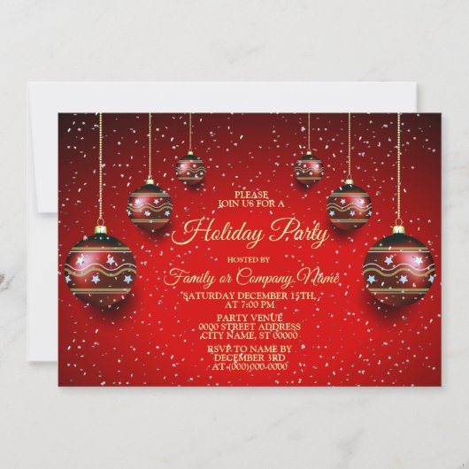 Kerst Golden Red Winter Feestdagen Elegant Kaart (Voorkant)