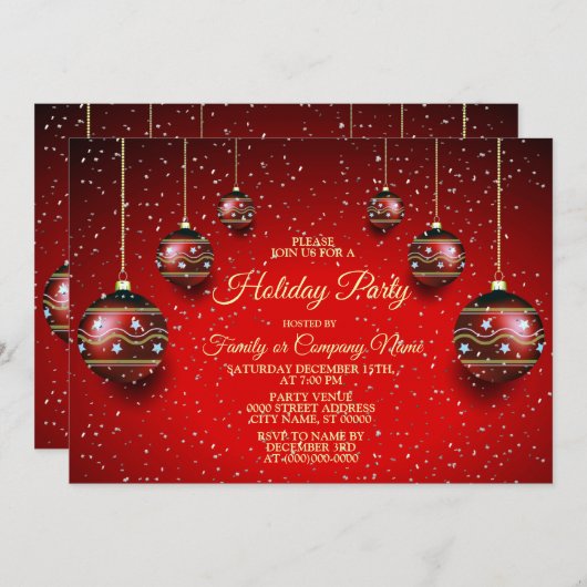 Kerst Golden Red Winter Feestdagen Elegant Kaart (Voorkant / Achterkant)