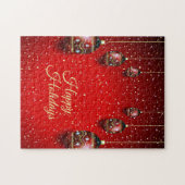 Kerst Golden Red Winter Feestdagen Elegant Legpuzzel (Horizontaal)