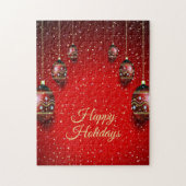 Kerst Golden Red Winter Feestdagen Elegant Legpuzzel (Verticaal)