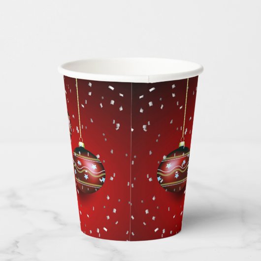 Kerst Golden Red Winter Feestdagen Elegant Papieren Bekers (Rechts)