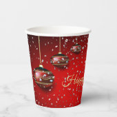 Kerst Golden Red Winter Feestdagen Elegant Papieren Bekers (Voorkant)