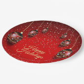 Kerst Golden Red Winter Feestdagen Elegant Papieren Bordje (Gekanteld)