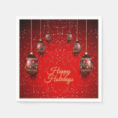 Kerst Golden Red Winter Feestdagen Elegant Servet (Voorkant)