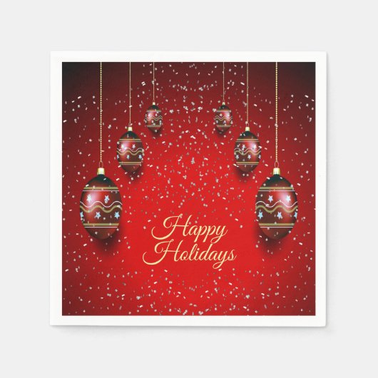 Kerst Golden Red Winter Feestdagen Elegant Servet (Voorkant)