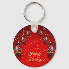 Kerst Golden Red Winter Feestdagen Elegant Sleutelhanger