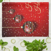 Kerst Golden Red Winter Feestdagen Elegant Theedoek (Gevouwen)