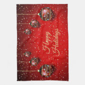 Kerst Golden Red Winter Feestdagen Elegant Theedoek (Verticaal)