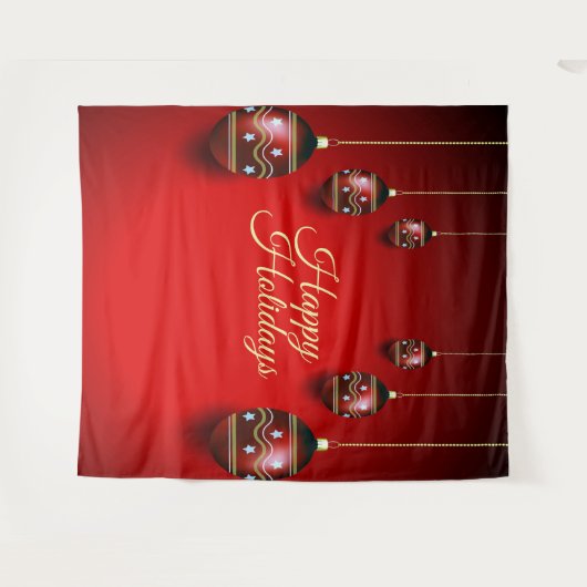 Kerst Golden Red Winter Feestdagen Elegant Wandkleed (Voorkant (horizontaal))