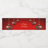 Kerst Golden Red Winter Feestdagen Elegant Waterfles Etiket (Enkel label)