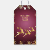 Kerst Golden Reindeers Rode Roze Elegant Cadeaulabel (Achterkant)