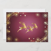 Kerst Golden Reindeers Rode Roze Elegant Kaart (Achterkant)