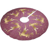 Kerst Golden Reindeers Rode Roze Elegant Kerstboom Rok (Gekanteld)