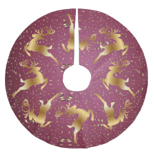 Kerst Golden Reindeers Rode Roze Elegant Kerstboom Rok