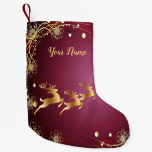 Kerst Golden Reindeers Rode Roze Elegant Kleine Kerstsok