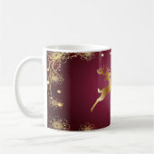 Kerst Golden Reindeers Rode Roze Elegant Koffiemok (Links)