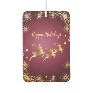 Kerst Golden Reindeers Rode Roze Elegant Luchtverfrisser