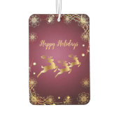 Kerst Golden Reindeers Rode Roze Elegant Luchtverfrisser (Achterkant)