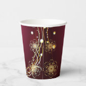 Kerst Golden Reindeers Rode Roze Elegant Papieren Bekers (Rechts)