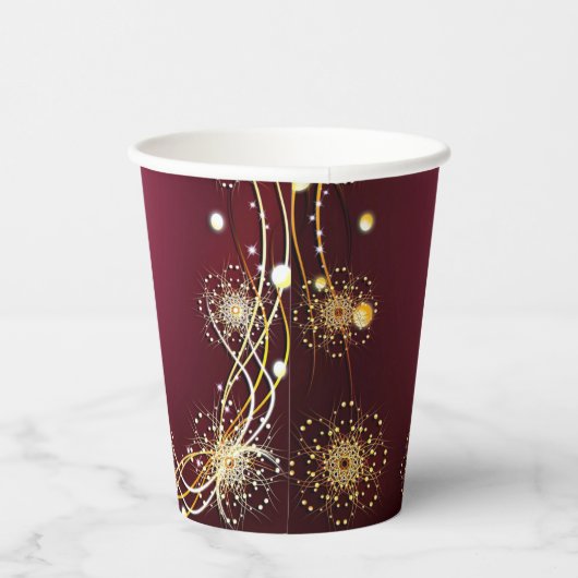 Kerst Golden Reindeers Rode Roze Elegant Papieren Bekers (Rechts)