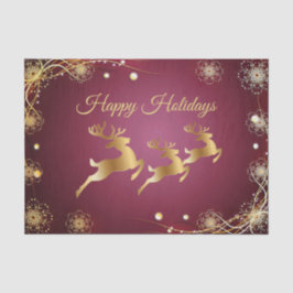 Kerst Golden Reindeers Rode Roze Elegant Tissuepapier