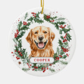 Kerst Golden Retriever Ceramic Circle Ornament (Voorkant)