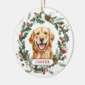 Kerst Golden Retriever Ceramic Circle Ornament (Links)
