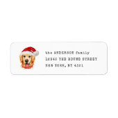 Kerst Golden Retriever Dog Retriever Adres Etiket (Voorkant)
