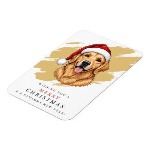 Kerst Golden Retriever Hond met Kerstman Hoed Magneet