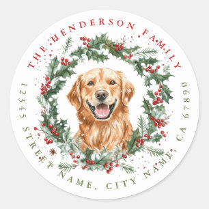 Kerst Golden Retriever Hond Ronde Stickers