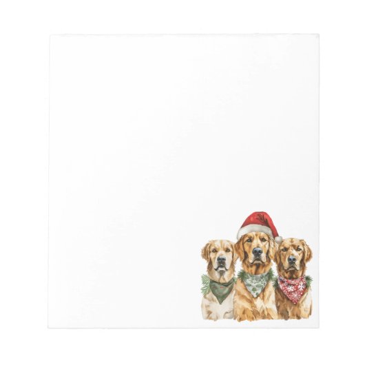 Kerst Golden Retriever Honden Notitieblok (Voorkant)